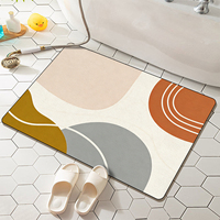 Alfombra de Baño de Lujo Personalizada, Antideslizante, Suave y Absorbente, de Piedra de Diatomeas, con Patrón Floral Rosa, Marrón y Azul, para Hotel