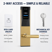 Cerradura Inteligente para Hotel, Alta Seguridad, Tarjeta RFID, Cerradura Electrónica para Puerta de Hotel, Sistema de Cerradura Inteligente para Hotel, Puerta de Madera y Acero Inoxidable