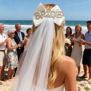 Cadeaux pour les décorations de fête de bachelorette, lettres en perles artificielles, voile de mariée en perles blanches - Product Image 2
