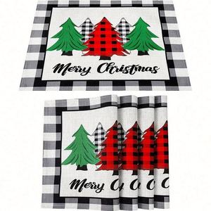 Napperons carrés classiques de Noël personnalisés en lin avec logo, isolants écologiques, en matériaux durables, serviettes et nappes en gros - Product Image 2