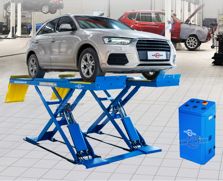 Xinjintuo CE 4.0T 8800lbs Scissor Car Lift - Super-Thin Ramp