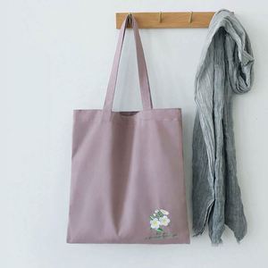 Bolsa de Mano de Lona Bordada con Flores Personalizada de 9oz para Mujer, Bolsa de Compras de Lona de Algodón con Bordado Floral - Product Image 4