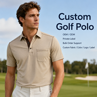 Polo de golf personnalisé en poly-spandex avec poche pour hommes, T-shirts respirants pour les entraînements quotidiens en club, Fournitures OEM ODM pour sites événementiels