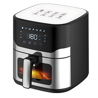Friteuse à Air Digitale Carrée Visible Multi-fonctions 5L 6L 8 Préréglages, Sans Huile, Facile à Nettoyer pour 5 Personnes, Usage Domestique