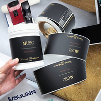 Étiquettes de bouteilles cosmétiques en PVC imperméable personnalisées avec logo en feuille d'or de luxe, forme oblongue, rouleau, bougie, parfum, faux cils