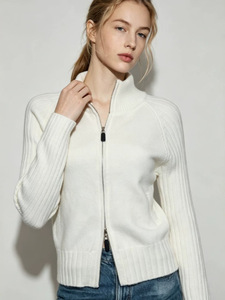Casual Zipper Knitted Zipper Short Cardigan Ladies <strong>Half</strong> High Neck Slim Fit Solid <strong>Jacket</strong> Coat Knitwear Fashion Women's Sweater - Product Image 1