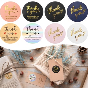 Customized Thank You Cards Sticker Set Round pink <b>Labels</b> Thank You for Supporting My Small Business Bronzing Card Stickers - Product Image 4