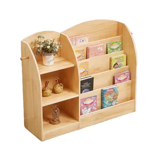 2022 Home pine wood kids furniture cheap kids' cabinets Multi-layer storage grid bookshelf for children