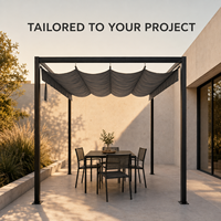 Pergola coulissante 3x3m avec cadre en acier 60x60mm, pavillon réglable manuellement pour restaurant, hôtel, terrasse, abri solaire