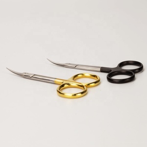 Mango negro <span class=keywords><strong>Sharp</strong></span> Russian Professional <span class=keywords><strong>Curved</strong></span> Manicure Nail Cutticle <span class=keywords><strong>Scissors</strong></span> Acero inoxidable - Product Image 1