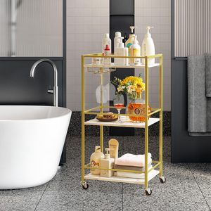 Cross-border household three-layer mobile dining <b>cart</b>, multi-functional beverage <b>storage</b>, simple and large capacity trolley - Product Image 2