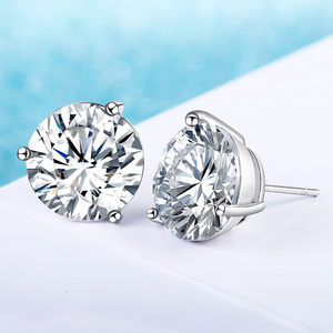 Premium Brilliant Cut Heart Crown Luxury <b>Stud</b> Earrings <b>Silver</b> Natural Stone Tarnish Resistant Waterproof Fine - Product Image 1