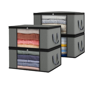 Fabric Multifunction Square Modern Grey 6 Bed Set Storage <b>Bags</b> for Clothes Organizer with Reinforced Handle - Product Image 1