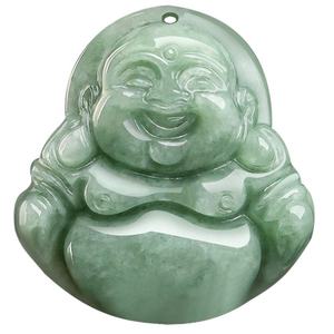 Pendentif Bouddha en jadéite naturelle vert pois, UNISEXE, style bouddhiste chinois, cadeau avec certificat d'évaluation FG47 - Product Image 5