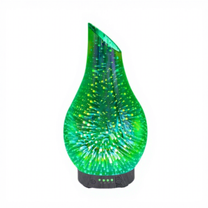Hot-selling 0.5L 3D Glass Tilted Ultrasonic Cold Fog Seven-color Luminescent AC Powered Quiet Essential <b>Oil</b> Wood <b>Diffuser</b> - Product Image 2