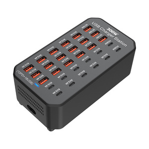 สถานีชาร์จ USB 30 พอร์ต 300W พร้อมระบบชาร์จเร็ว PD สำหรับโทรศัพท์ แท็บเล็ต และใช้งานกับคอมพิวเตอร์ตั้งโต๊ะ - Product Image 4