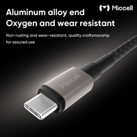 Kabel Pengisian Cepat USB C Miccell OEM 2.4A PD Berbahan Aluminium Alloy untuk Ponsel, Tablet, Laptop Grosir Kabel USB Tipe-C