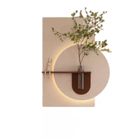 Peinture décorative moderne à texture de grès pour la maison, style vertical avec vase en verre et vase mural LED, tableaux de natures mortes