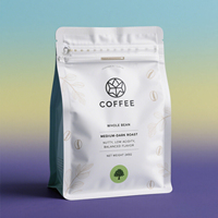 Sachet de café imprimé sur mesure à huit soudures latérales avec valve et fermeture éclair pour l'emballage de grains de café fraîchement torréfiés