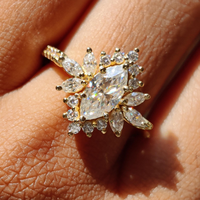 Bagues de fiançailles en or massif 10k 14k 18k avec diamant de culture certifié IGI CVD HPHT taille marquise pour femmes et hommes