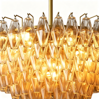 Lustre moderne multi-niveaux en verre et acier, suspension ronde de luxe en laiton pour salon, salle à manger, décoration intérieure