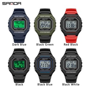 Reloj Digital Cuadrado Sanda 2156, Resistente al Agua, Simple, con Alarma, Pantalla Única, Unisex, para Estudiantes - Product Image 6