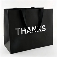 Sac en carton noir de luxe personnalisé avec logo, ruban gaufré pour promotion, supermarché, emballage cadeau écologique et recyclable