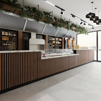 Vitrine de présentation en acier inoxydable avec cadre métallique et veinage de marbre pour magasin de vente au détail de shawarma industriel naturel