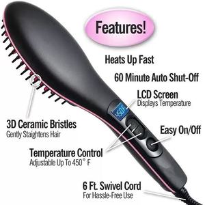 Brosse lissante chauffante à prix d'usine, peigne chauffant 450 degrés, chauffe rapide, anti-brûlure, outils de coiffage pour cheveux lisses - Product Image 3