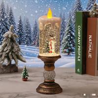 Bougies de Noël LED sans flamme, lumière blanche chaude, fonctionnant sur piles, décoration de fenêtre pour les fêtes, en ABS, impression personnalisée