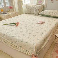 Housse de lit en coton toute saison à la vente chaude, impression de fleurs végétales, housse de protection de matelas