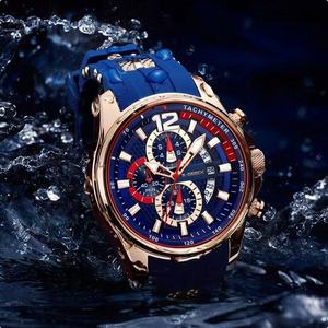 Jam Tangan Sport Quartz Pria Dial Besar Uhr Herren Orologio Uomo Hip Hop Streetwear Chronograph Casing Rose Gold Tali Silikon - Product Image 1