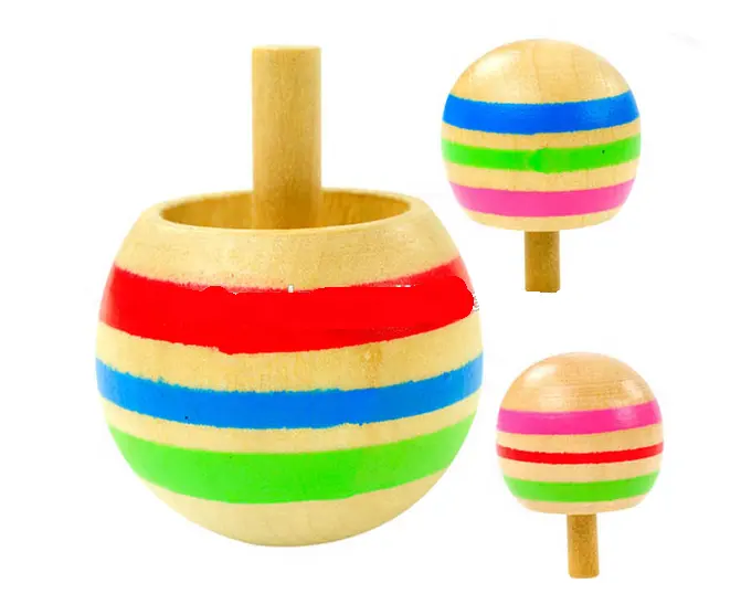 2021 Latest style kids play cute mini wooden spinning tops AT11949