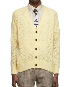 YF Block Knit Complicate Pattern Knitwear Long Sleeves Winter Thin Cardigan Relaxed Men Women Unisex Sweater Wear