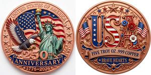 1 oz 5 oz Koin Tembaga Murni 999 Amerika, Koin Peringatan 250 Tahun, Berwarna, Relief Tinggi, UV, Kerajinan Logam, Koin Tantangan Tembaga Kustom - Product Image 5