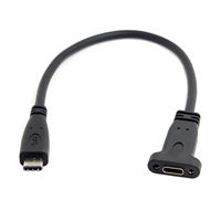 Câble d'extension USB 3.1 Type C mâle à femelle de 20cm avec trou de vis pour montage sur panneau