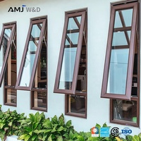 Fenêtre à battant en aluminium de luxe pour villa, grande, avec auvent, coupe-vent, double vitrage trempé, pour salon