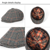 Logo personnalisé unisexe plaine hiver chapeau Gatsby lierre chapeau gavroche casquette hommes à carreaux Plaid peintre casquette huit pièces béret chapeaux