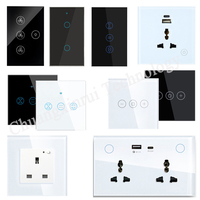 13A Tuya Wifi Smart Life Home Prise électrique Panneau en verre trempé UE UK Commande vocale Prise murale intelligente Prise universelle