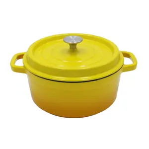 Chuihua Nồi Nấu Tráng Men Mini 1 Quart Lò Nấu Kiểu Hà Lan Hầm Hình Tròn Bằng Gang Đúc Màu Vàng Có Nắp Đậy Cho Nhà Bếp Nấu Ăn