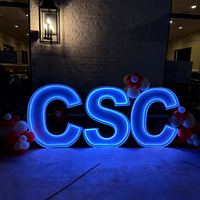 Chapiteau néon géant lettres métal 3 pieds 4 pieds RGB lettre lumineuse signe avec ampoule néon lumières support toile de fond pour la décoration de fête