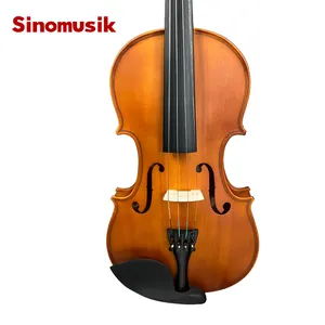 Sinomusik工場サテンレッドブラウンオールソリッドバイオリン、フリーケースと弓弦楽器カスタムラベルロゴ付き