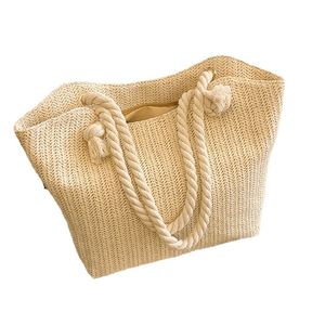 Bolso de compras portátil de paja Luo Shoushou para mujer de gran capacidad y alta calidad - Product Image 4