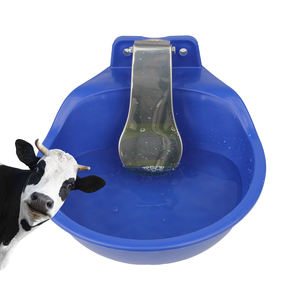 Abreuvoir en plastique bleu pour vaches, 25 cm, avec valve en cuivre, abreuvoir avec interrupteur tactile, kit d'installation pour bovins et ovins - Product Image 1