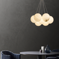 Lustre en cuivre et albâtre de luxe américain, modèle de lampe suspendue décorative pour villa, salon, salle à manger, éclairage suspendu pour la maison