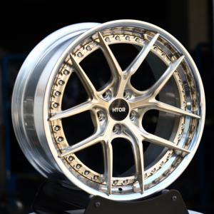 Jantes de voiture HTOR personnalisées de 18, <span class=keywords><strong>19</strong></span> et 20 pouces, 5x114.3, forgées en deux parties, dorées, à rayons, à déport profond, à lèvre polie, compatibles avec Skyline STI EVO RX7 - Product Image 2
