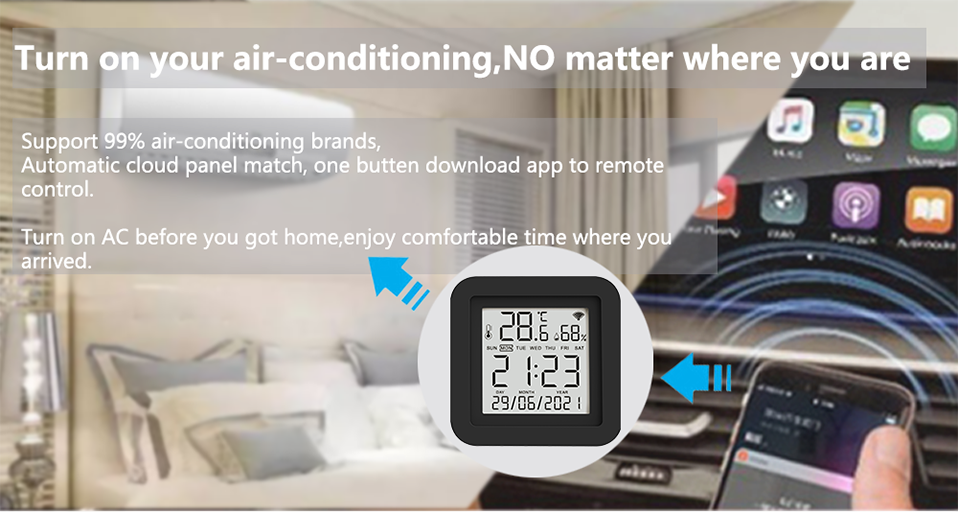 Tuya Smart WiFi Universal IR Remote Temperature Humidity Sensor for Air Conditioner TV AC Works Smart IR Humidity sensor