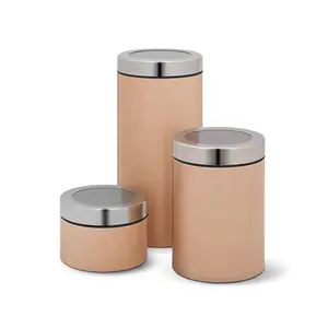 不锈钢罐茶咖啡糖坚果Jar存储集合2020高品质3个厨房食品储藏瓶和罐子