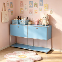 Mueble para TV Estilo Nórdico, Color Azul Cielo, para Salón, Mueble Modular de Almacenamiento, Acero Inoxidable, Multifuncional