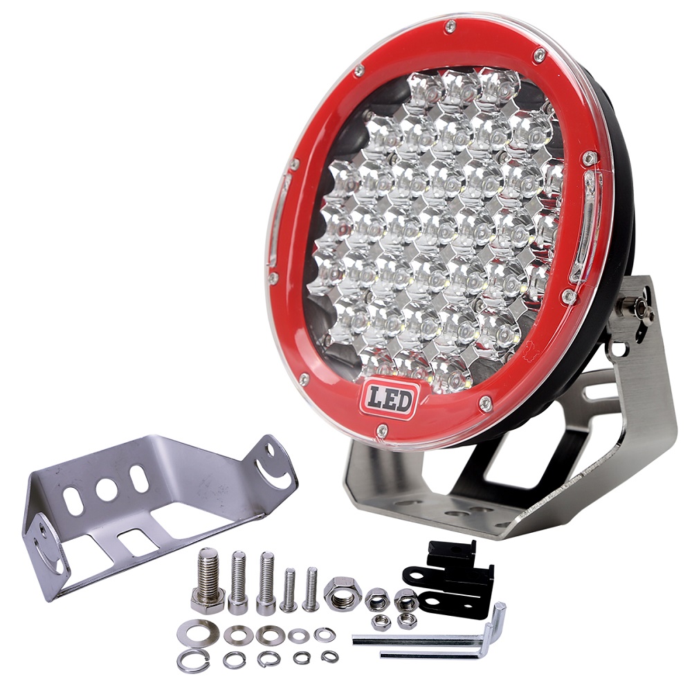 9 дюймов 185 Вт круглая черная красная светодиодная фара для вождения по бездорожью/прожекторное рабочее освещение для джипов 4X4 12 В 24 в светодиодные фары дальнего света